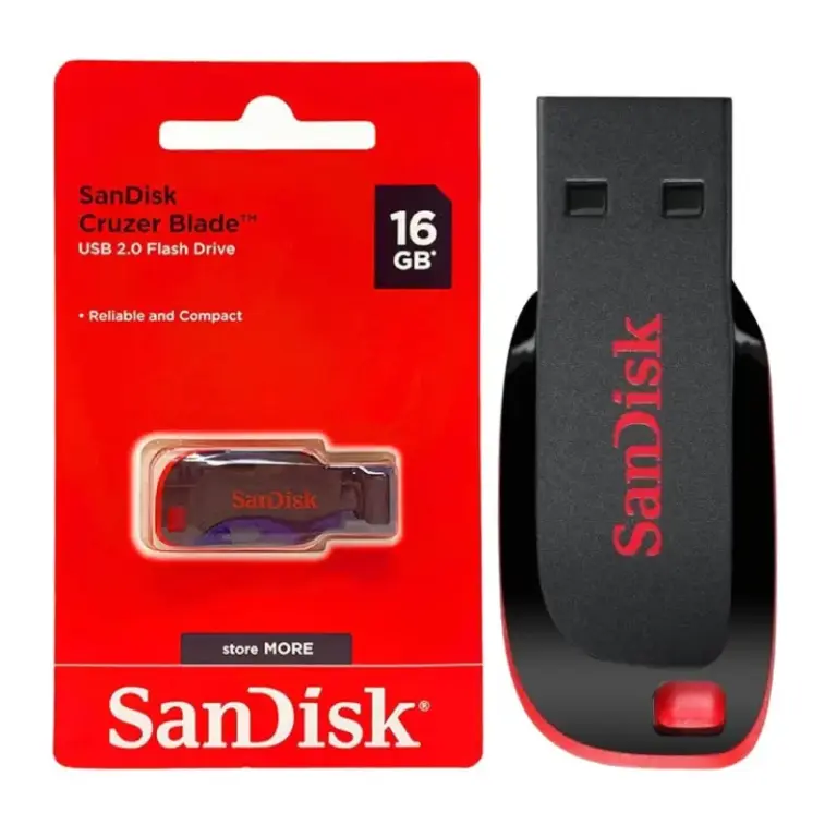 Clé USB SANDISK Cruzer Blade 16Go USB 2.0 - Noir & Rouge Clé USB
