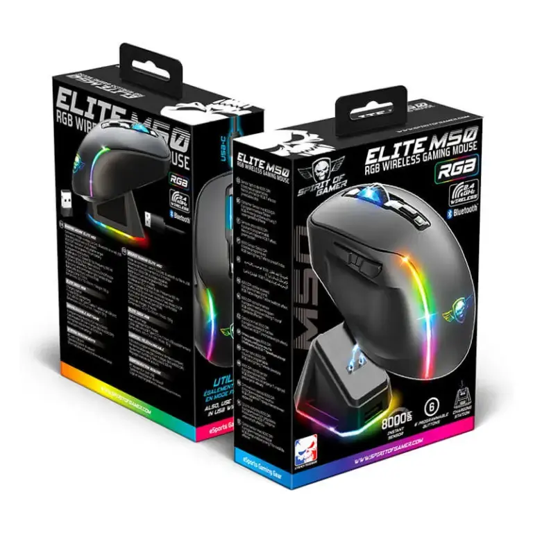 Souris Gamer Sans Fil Spirit of Gamer Elite M50 RGB - Noir Souris Gaming